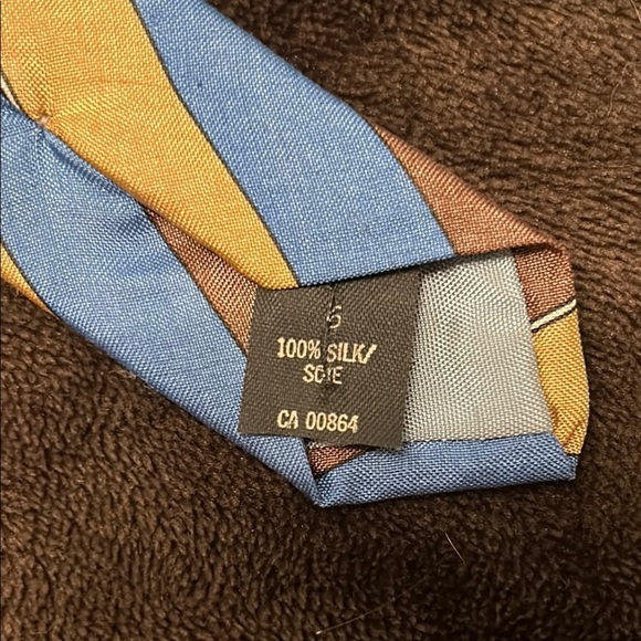 100% Silk Vintage Countess Wara Blue & Brown Striped Tie - Picture 3 of 5